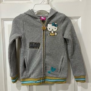 Hello kitty zip up gray girls hoodie size 6